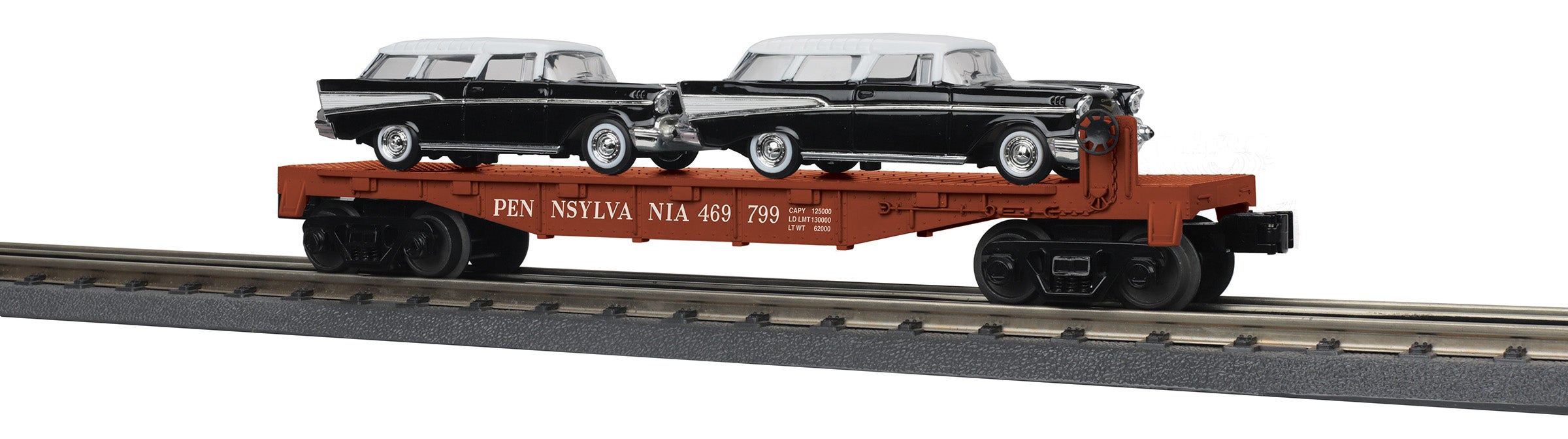 MTH 30-76873 Flat Car w/(2) ‘57 Chevy Nomads - PA | East Main Trains